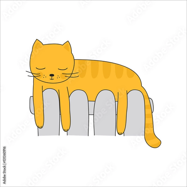 Obraz Cat on the heating radiator