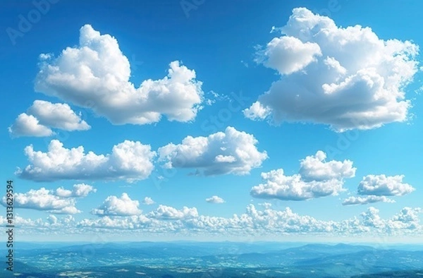 Fototapeta Blue sky with white clouds, clean background realistic style, high-resolution, Copy space