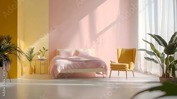 Obraz 24. A stylish pastel transition from buttery yellow to rose quartz, bringing warmth and comfort
