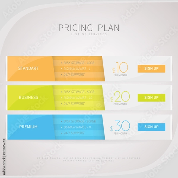Fototapeta Pricing comparison table set for commercial business web service