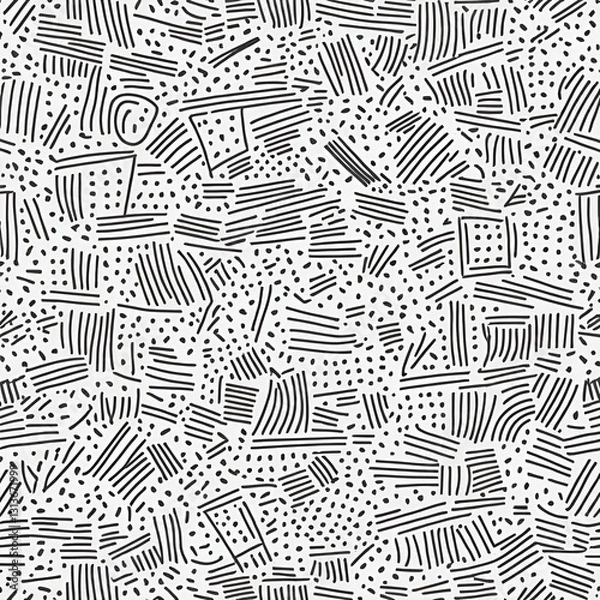 Fototapeta Vivied line doodle seamless pattern trendy 90s retro style kids party confetti texture childish scribble backdrop repeatable grid wallpaper