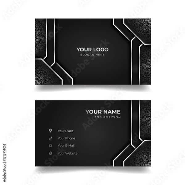 Obraz Elegant black silver business card design, white background (1)