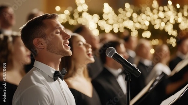 Obraz A choir singing in perfect harmony during a church service