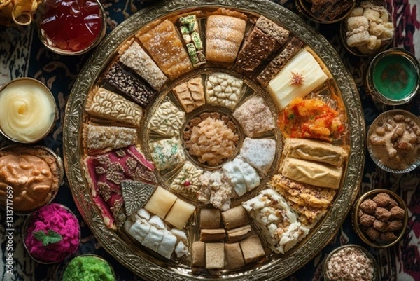 Obraz Elegant Display of Traditional Sweets and Desserts