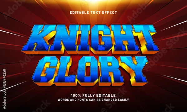 Fototapeta knight glory editable text effect with a knight and king text style