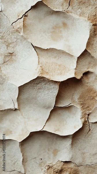 Obraz Cracked and layered stone surface in earthy beige and brown tones, displaying a weathered and rugged texture, ideal for natural and rustic backgrounds