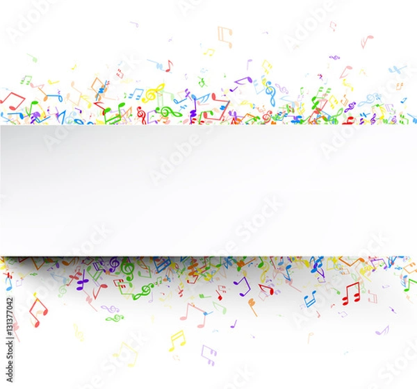 Fototapeta White musical background with notes.