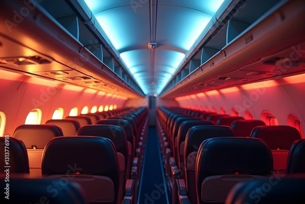 Fototapeta Airplane interior side view.