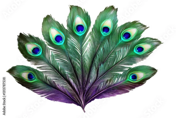 Fototapeta peacock feathers fan on transparent background