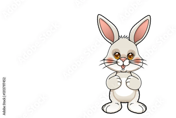 Fototapeta Vector graphic of a bright bunny with shiny eyes.