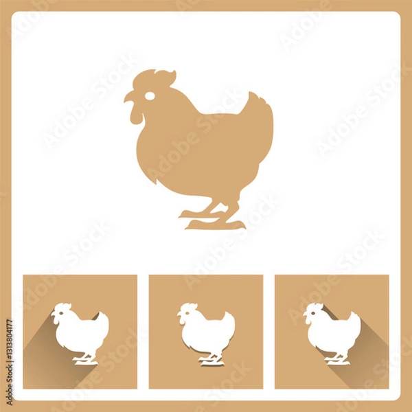 Obraz Chicken icon isolated on white background with charger flat icon, EPS10