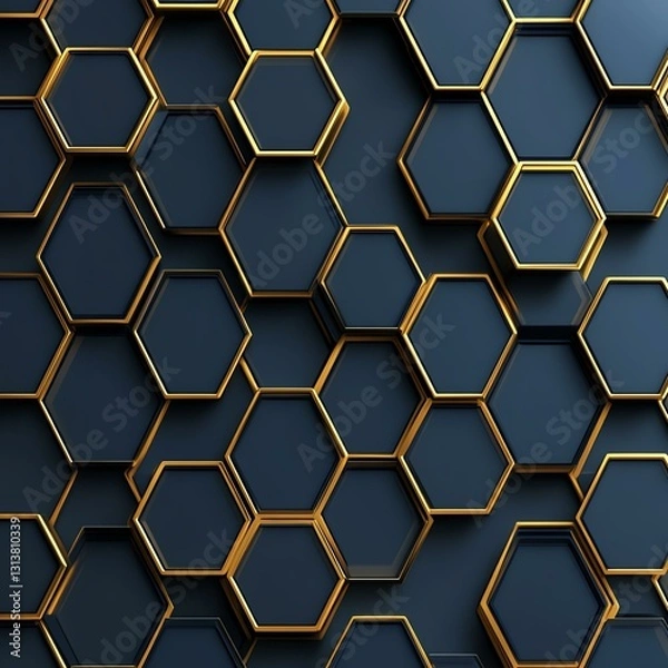 Fototapeta Seamless Luxury & Metallic Patterns Gold Foil Stylish hexagonal pattern with golden accents.