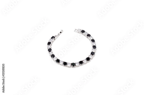 Fototapeta Elegant black and white bracelet on white background, isolated