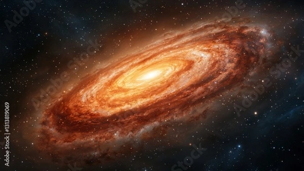 Fototapeta Cosmic spiral galaxy discovery outer space digital art astronomical environment wide angle celestial phenomenon