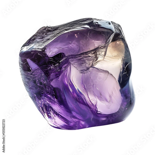 Obraz Polished Amethyst Chunk Isolated on Transparent Background