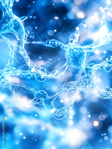 Fototapeta Abstract blue water splash with bokeh effect
