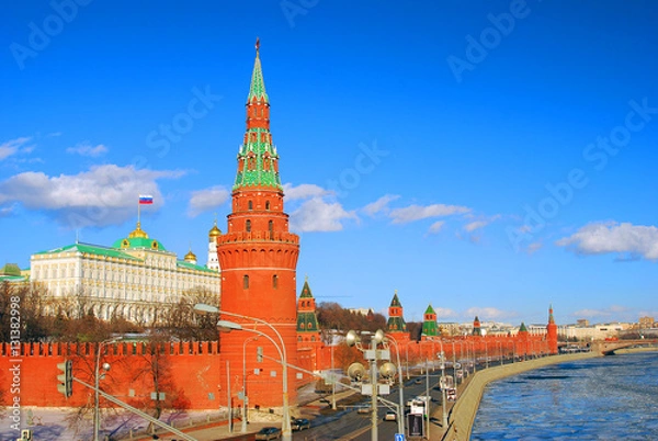 Obraz Moscow Kremlin Tower and wall.
