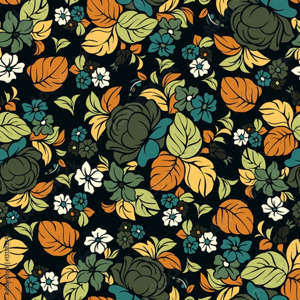 Fototapeta Seamless repeating floral pattern.Vector