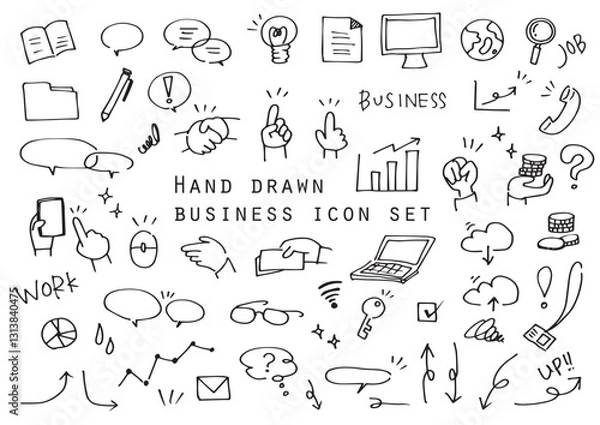 Fototapeta 線画のシンプルなビジネスアイコンセット