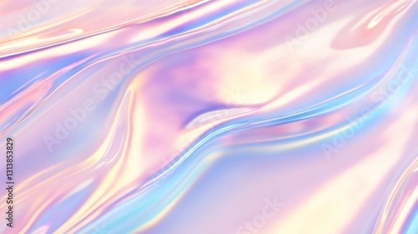 Fototapeta Soft iridescent waves with pastel hues captured in a serene, dreamlike setting