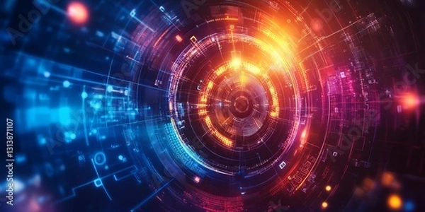 Fototapeta This vibrant abstract background features dynamic colors in a circular design, evoking a sense of energy and motion. Perfect for modern visuals.