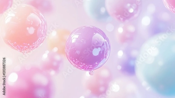 Fototapeta Bubble of bubblegum splashes and colorful chewing gum balls on white background,Glitter slime dripping gum packaging, chewing dragees and bubblegum stripe flat illustration.