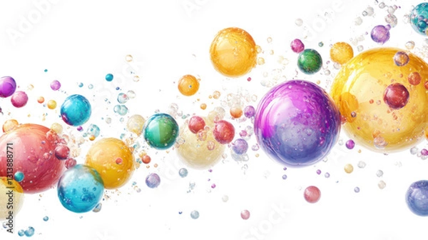 Fototapeta Colorful abstract bubbles isolated on white background