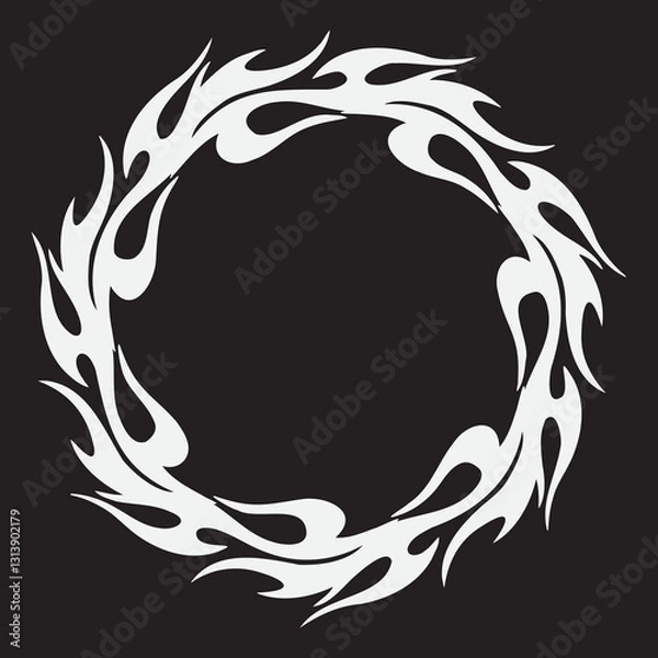 Obraz black and white circle fire design