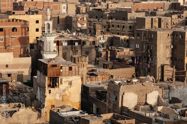 Obraz Overpopulated dusty Old Cairo street view