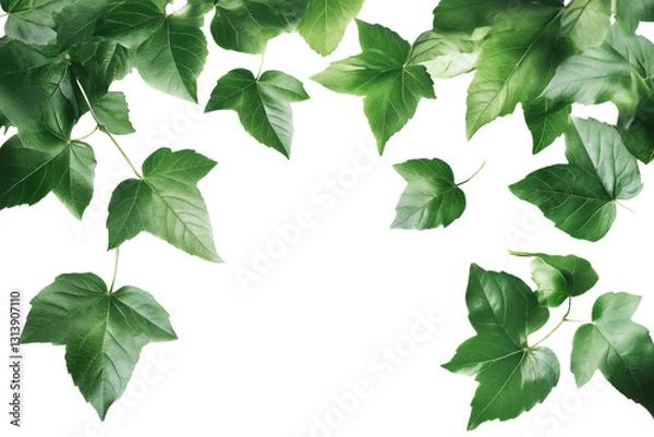 Fototapeta green ivy leaves on white background