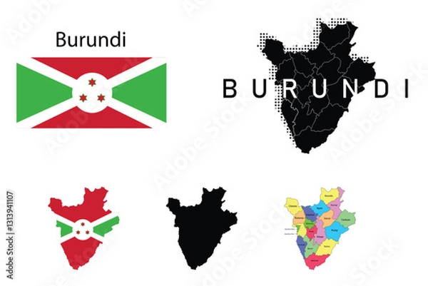Obraz Burundi flag and map illustration vector.