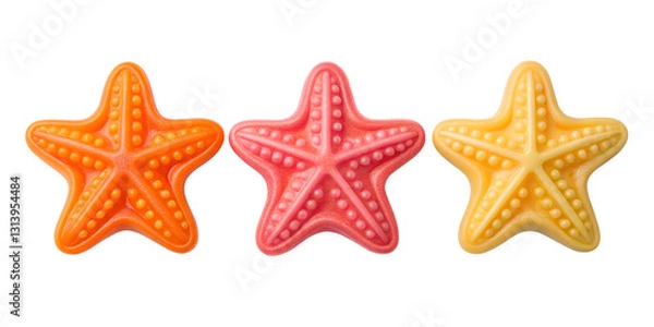 Fototapeta Colorful Starfish Candy Sweet in Three Styles for Candy Photography, Cut Out