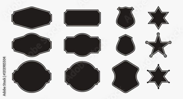 Fototapeta Set sheriff western emblem badge collection on white background