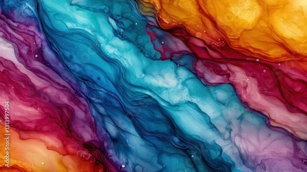 Fototapeta Vibrant Abstract Fluid Art in Bold Colors and Dynamic Patterns