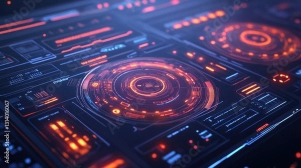 Fototapeta Futuristic Digital Interface Displaying Information On A Technological Screen
