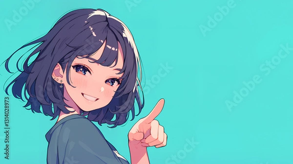 Fototapeta 指差しする女の子　AI生成画像