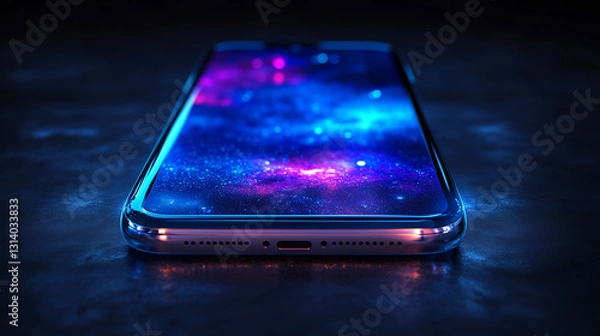 Fototapeta mobile phone with blue screen