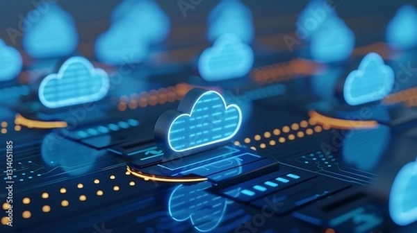 Obraz Innovative Digital Cloud Network with Abstract Technology Background for Modern Data Management Solutions