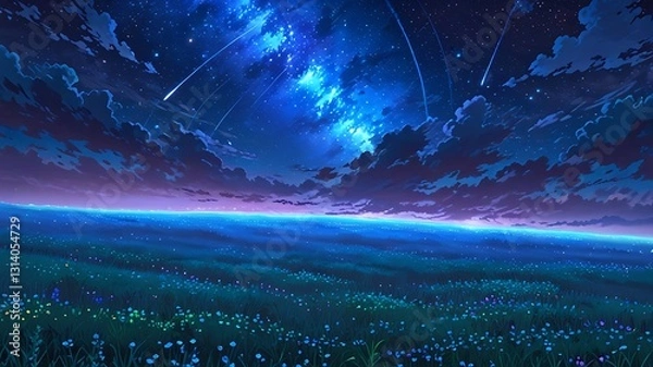 Obraz beautiful night sky anime background