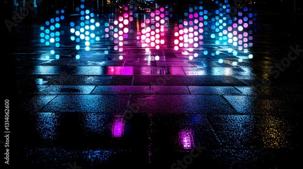 Fototapeta Vivid Colors And Abstract Lights Dance Across A Dark Background Creating A Festive And Energetic Atmosphere