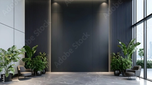 Fototapeta Contemporary Indoor Space with Plants and Minimalist Design Elements