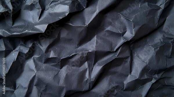 Fototapeta Dark Crumpled Black Paper Textured Background With Shadowy Depth And High Contrast Gradients For Abstract Art