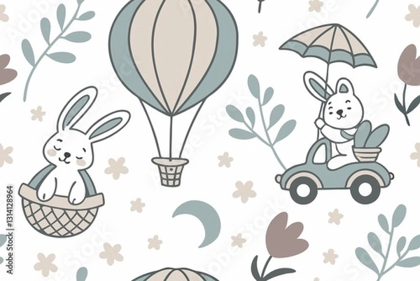 Obraz easter rabbits and eggs