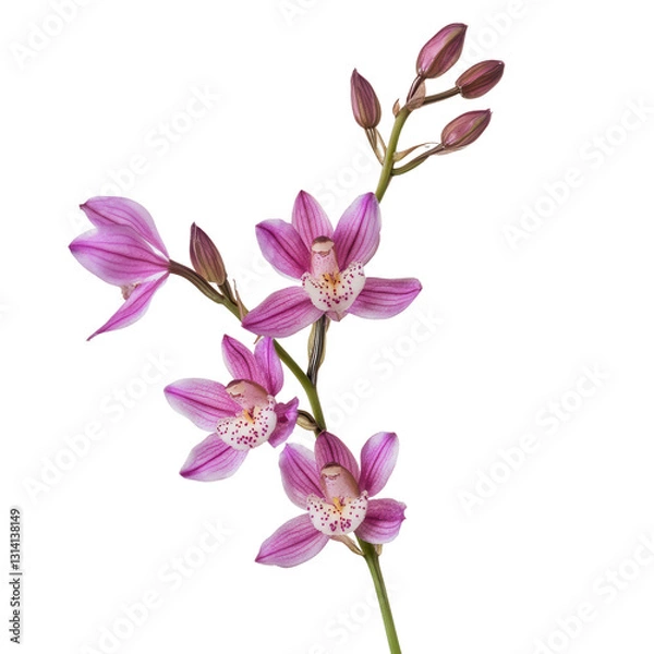 Fototapeta Orchid's Elegant Charm: A captivating orchid blossom in full bloom, its delicate petals in shades of pink and purple, symbolizing elegance and serenity.