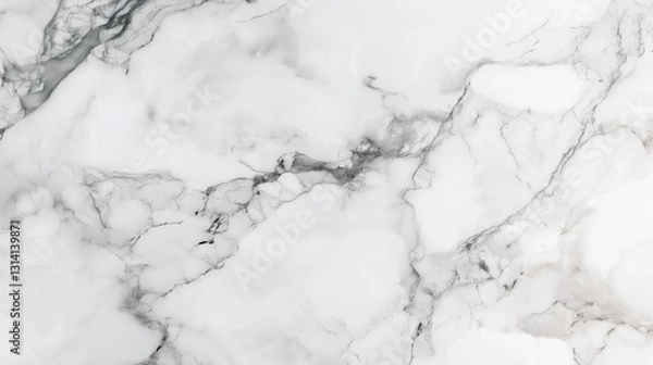 Obraz Close-up of a marble surface. the marble has a white color with black veins running through it. the veins appear to be irregular and vary in size and shape.