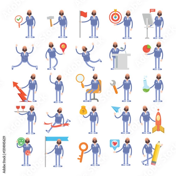 Fototapeta doctor characters in different poses illustration set