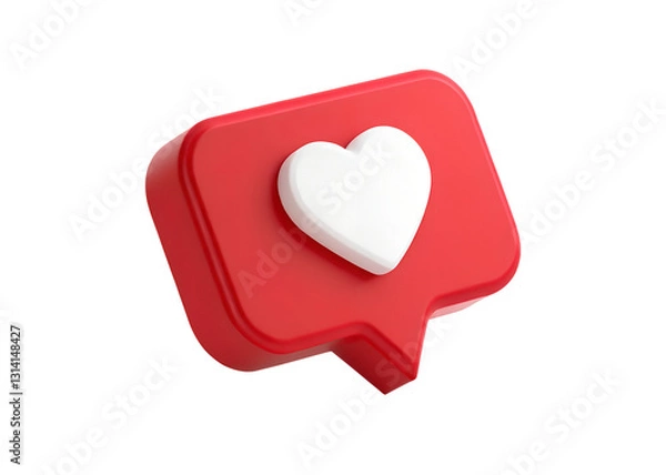 Fototapeta Red Heart Like Notification Icon, heart, like, notification, red, icon, social, love, button, click, digital, app, engagement, favorite, feedback, symbol, badge, mark, tag, reaction, approval