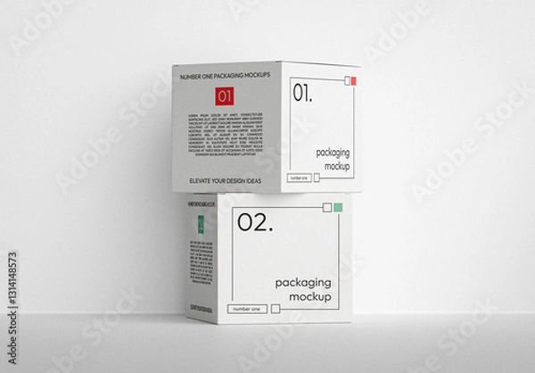 Fototapeta Stacked Square Boxes Mockup