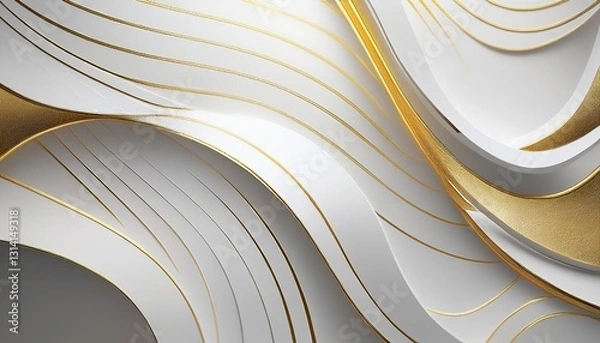 Fototapeta Abstract background. White Gold Grey Lines Geometry BG. Elegant background with subtle gold lines & geometric details. Minimalist & refined style.

