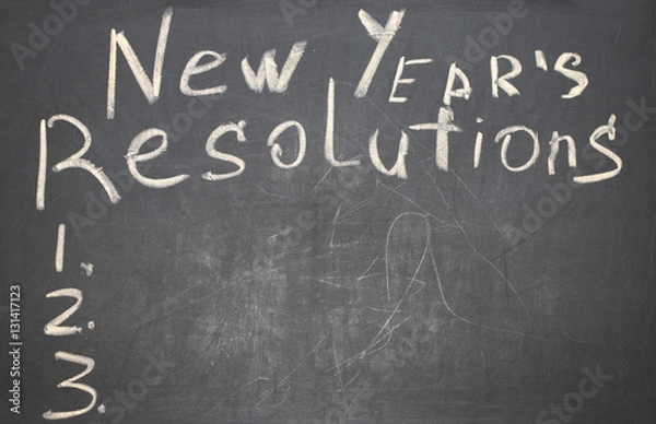 Fototapeta word New Year's resolution written on the blackboard